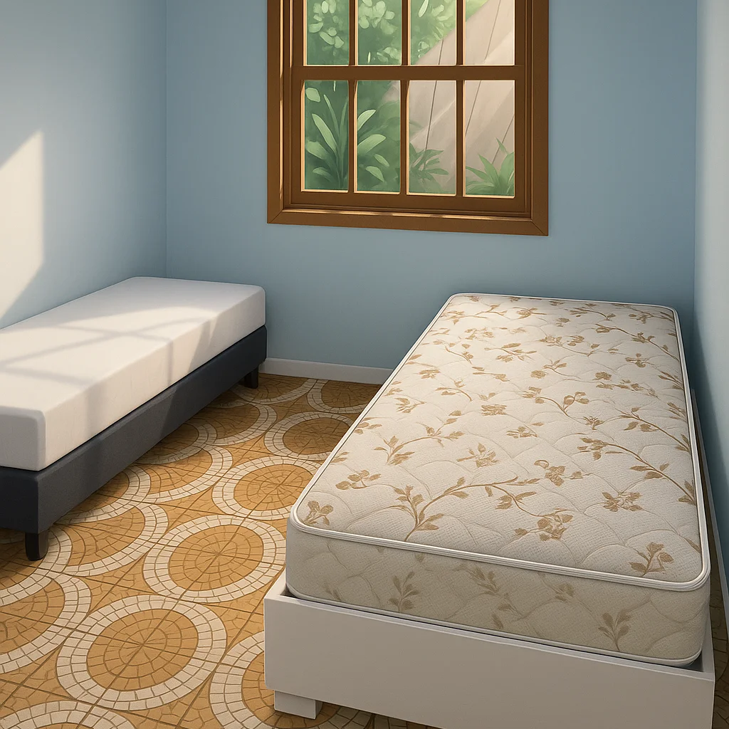 Quarto de casal com cama e guarda-roupa